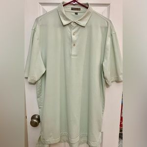 Peter Millar Summer Comfort L Green Striped Short Sleeve Golf Polo Shirt Large
